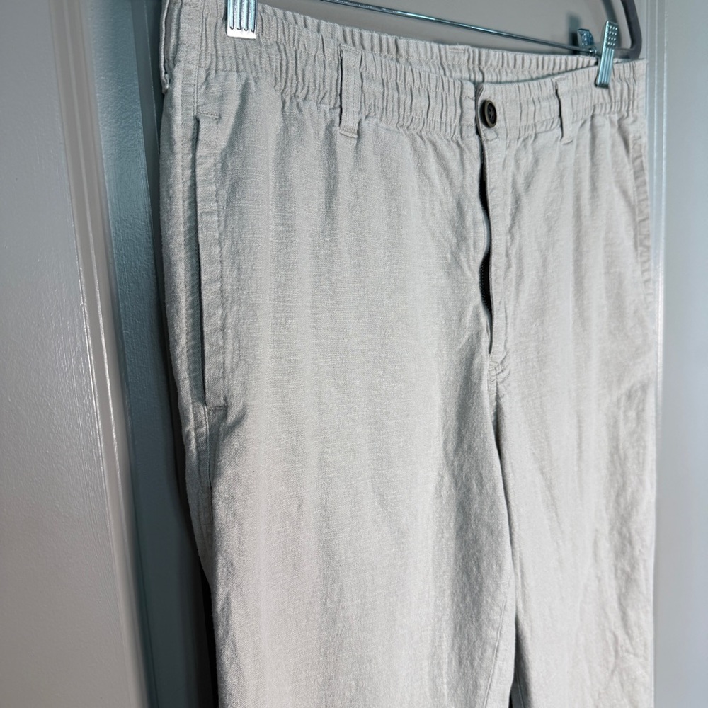 28 Palms Linen Blend Pull-On Trousers | Natural Tan | Size M/30